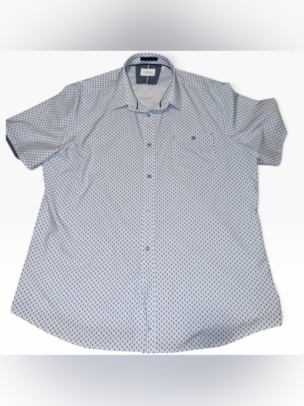7 Diamonds Light Blue Short-Sleeve Printed Button-Down Shirt
